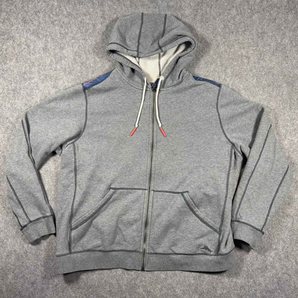 Tommy Bahama x Pendleton Mens‎ XL Gray Waffle Lined Full Zip Hoodie Jacket READ